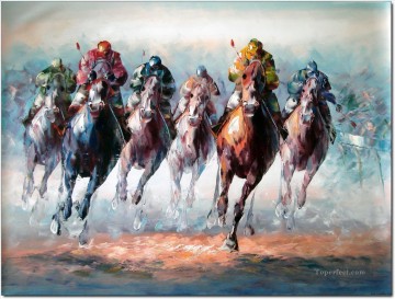 courses de chevaux 2 Peinture à l'huile